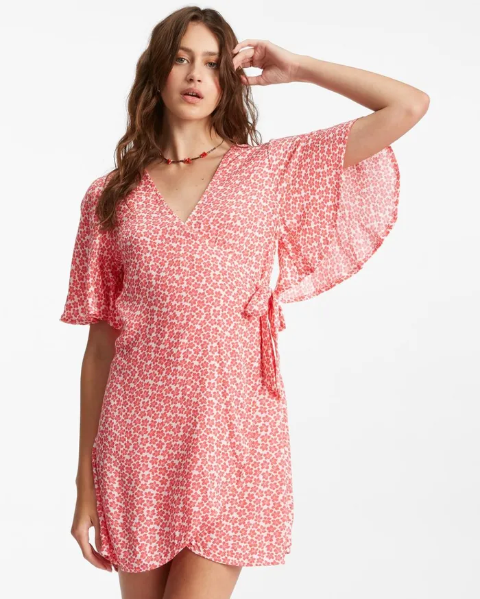 Billabong All For You Mini Wrap Dress Fuego Women Dresses