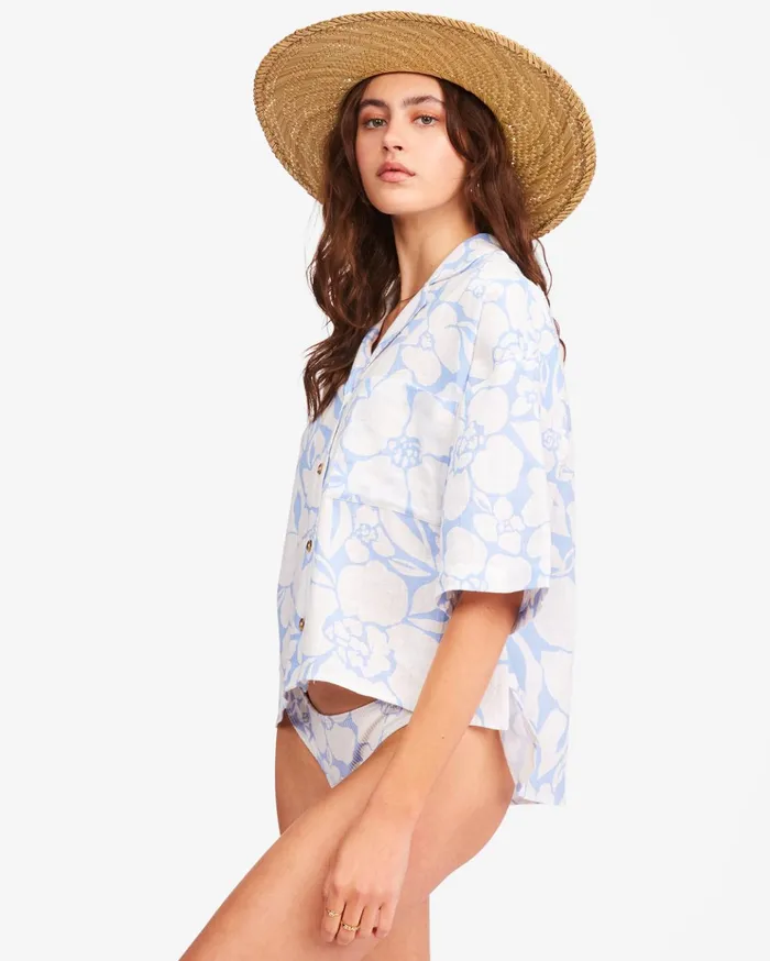 Billabong All Good ButtonDown Top Rain Drop Women Tops Billabong All Good ButtonDown Top Rain Drop Women Tops