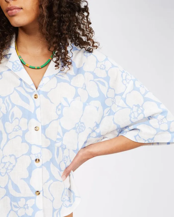 Billabong All Good ButtonDown Top Rain Drop Women Tops Billabong All Good ButtonDown Top Rain Drop Women Tops