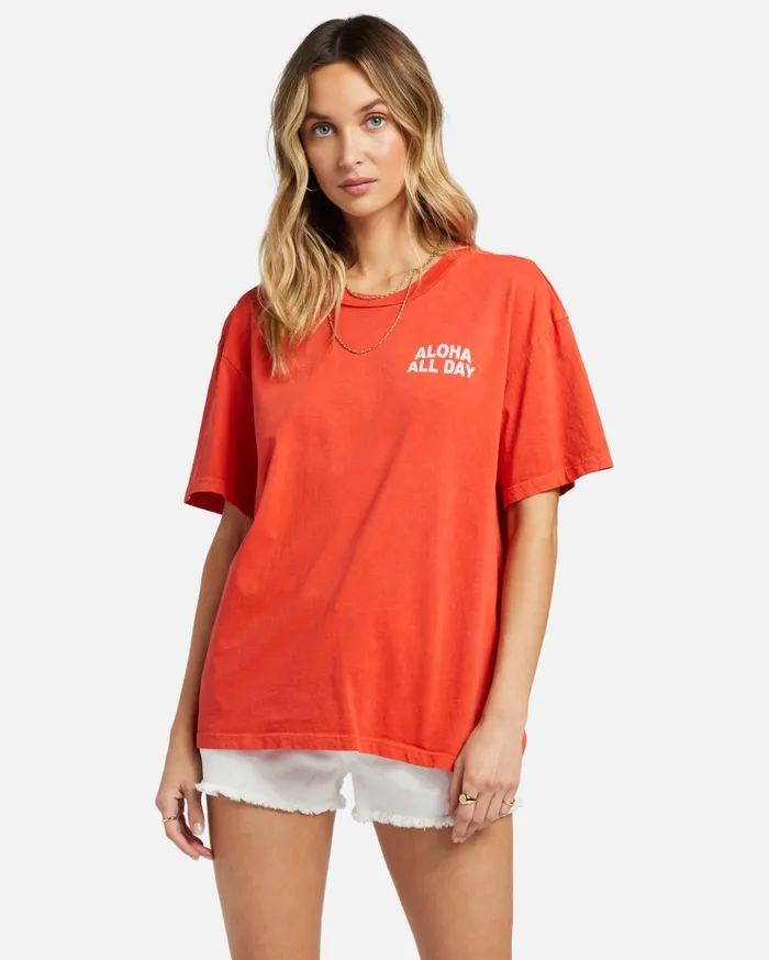 Billabong Aloha All Day Oversized TShirt Red Aloha Women Graphic Tees and Tanks Billabong Aloha All Day Oversized TShirt Red Aloha Women Graphic Tees and Tanks