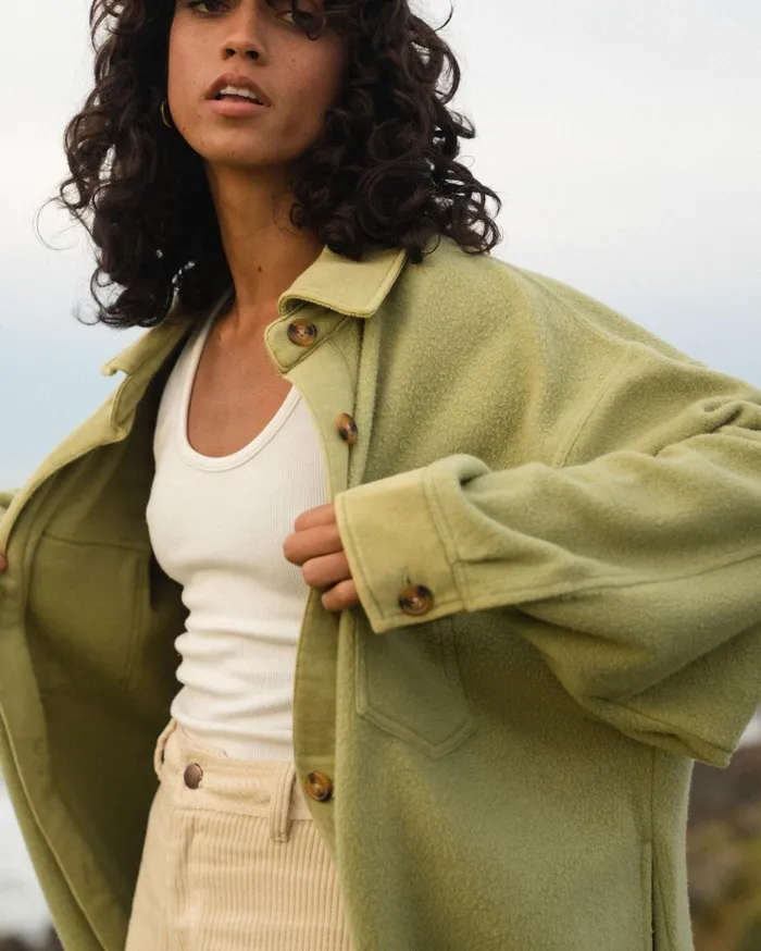 Billabong Anytime Shacket Oversized ButtonThrough Jacket Avocado Women Tops Billabong Anytime Shacket Oversized ButtonThrough Jacket Avocado Women Tops