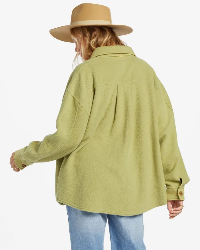 Billabong Anytime Shacket Oversized ButtonThrough Jacket Avocado Women Tops Billabong Anytime Shacket Oversized ButtonThrough Jacket Avocado Women Tops