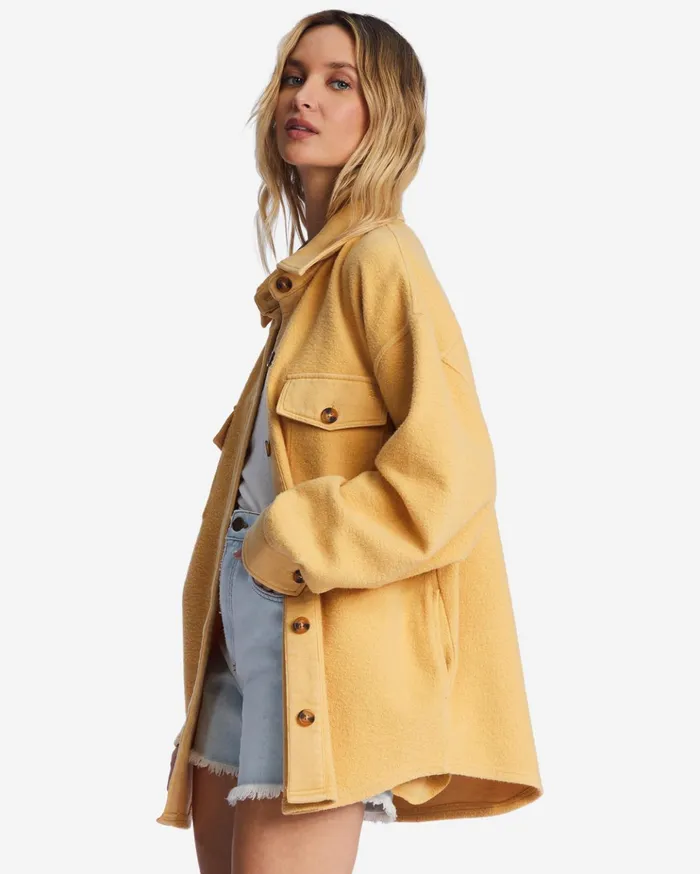 Billabong Anytime Shacket Oversized ButtonThrough Jacket Gold Coast Women Tops Billabong Anytime Shacket Oversized ButtonThrough Jacket Gold Coast Women Tops