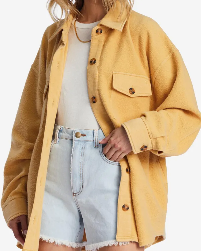 Billabong Anytime Shacket Oversized ButtonThrough Jacket Gold Coast Women Tops Billabong Anytime Shacket Oversized ButtonThrough Jacket Gold Coast Women Tops