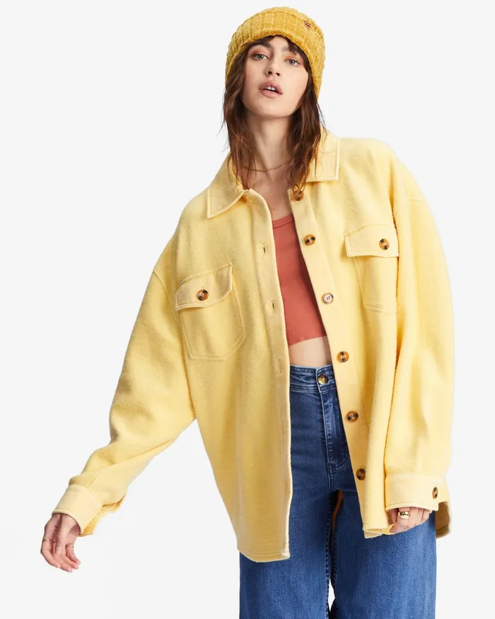 Billabong Anytime Shacket Oversized ButtonThrough Jacket Mellow Daze Women Tops Billabong Anytime Shacket Oversized ButtonThrough Jacket Mellow Daze Women Tops