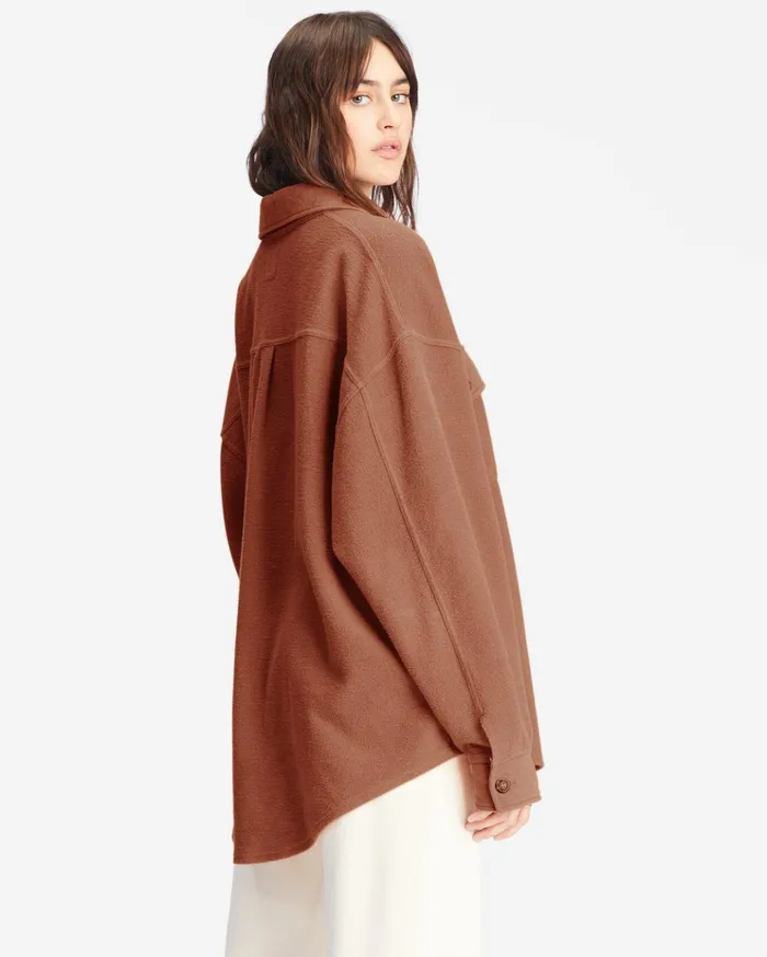 Billabong Anytime Shacket Oversized ButtonThrough Jacket Sweet Chocolate Women Tops Billabong Anytime Shacket Oversized ButtonThrough Jacket Sweet Chocolate Women Tops