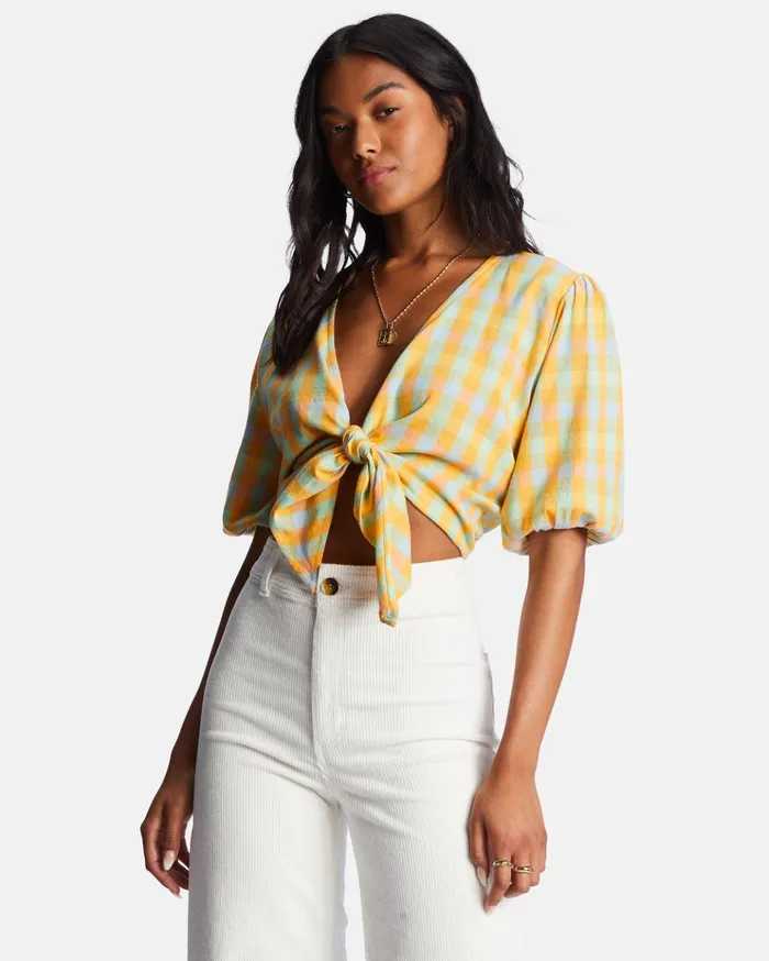 Billabong As You Wish TieFront Top Multi Women Tops Billabong As You Wish TieFront Top Multi Women Tops