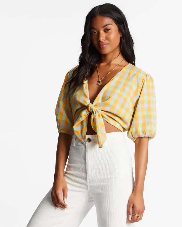 Billabong As You Wish TieFront Top Multi Women Tops Billabong As You Wish TieFront Top Multi Women Tops