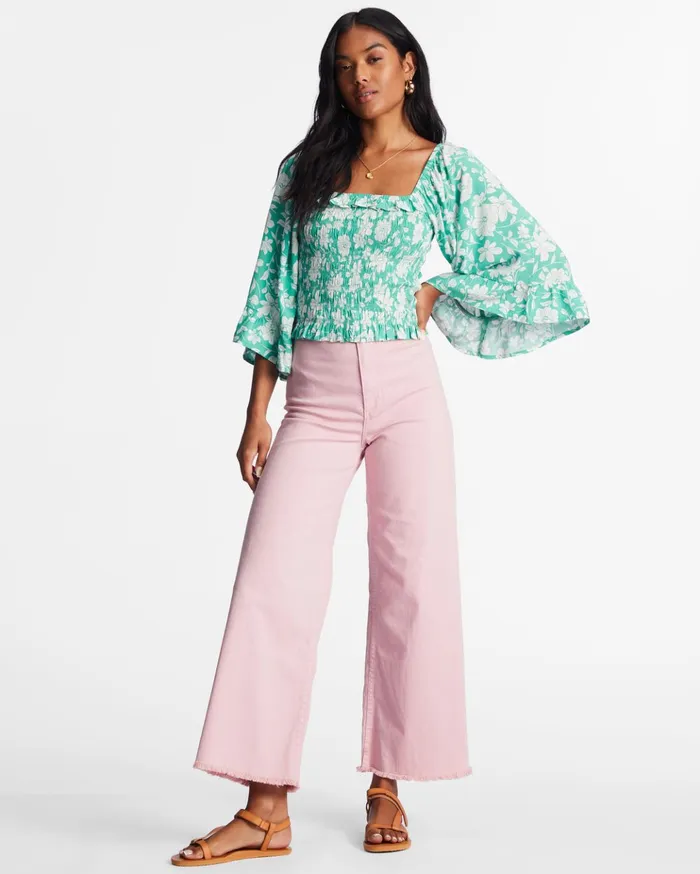 Billabong Be My Babe Bell Sleeve Top Sweet Grass Women Tops Billabong Be My Babe Bell Sleeve Top Sweet Grass Women Tops