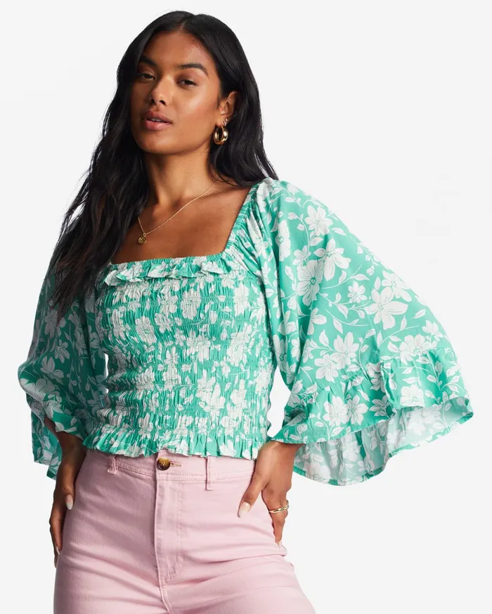 Billabong Be My Babe Bell Sleeve Top Sweet Grass Women Tops Billabong Be My Babe Bell Sleeve Top Sweet Grass Women Tops