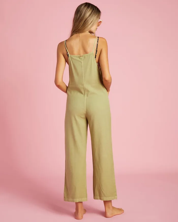 Billabong Beach Cruiser WideLeg Overalls Avocado Women Rompers and Jumpsuits Billabong Beach Cruiser WideLeg Overalls Avocado Women Rompers and Jumpsuits