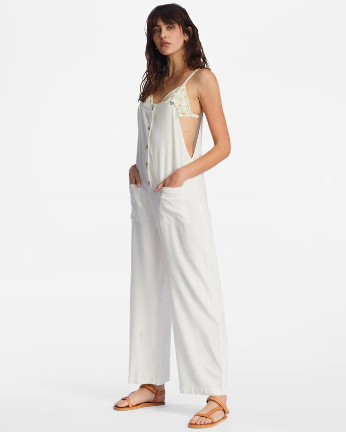 Billabong Beach Cruiser WideLeg Overalls Salt Crystal Women Rompers and Jumpsuits Billabong Beach Cruiser WideLeg Overalls Salt Crystal Women Rompers and Jumpsuits