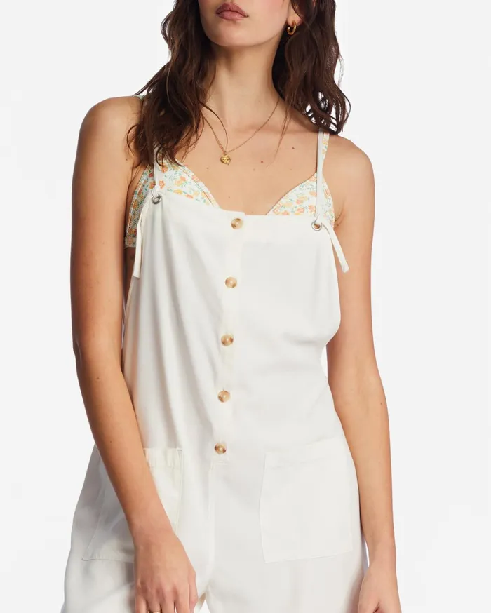 Billabong Beach Cruiser WideLeg Overalls Salt Crystal Women Rompers and Jumpsuits Billabong Beach Cruiser WideLeg Overalls Salt Crystal Women Rompers and Jumpsuits