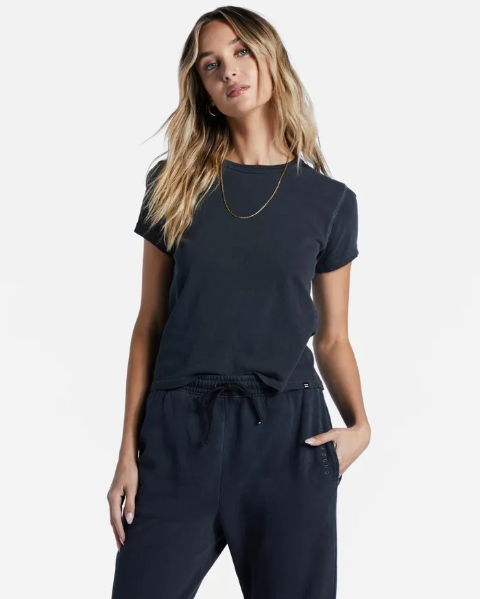 Billabong Better Then Basic Short Sleeve TShirt Off Black Women Tops