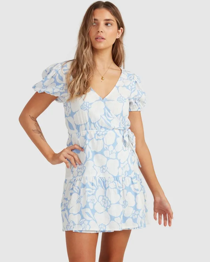 Billabong Beyond Blue Wrap Dress Sweet Blue Women Dresses