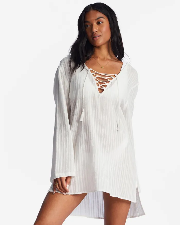Billabong Blue Skies Swim Cover Up Salt Crystal Women Dresses