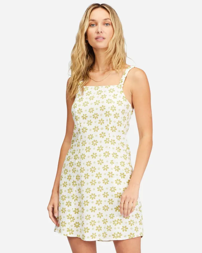 Billabong Daisy Craze Mini Dress Salt Crystal Women Dresses