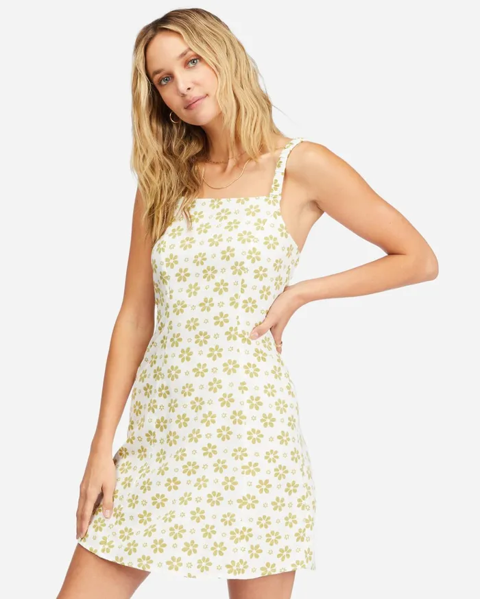 Billabong Daisy Craze Mini Dress Salt Crystal Women Dresses Billabong Daisy Craze Mini Dress Salt Crystal Women Dresses