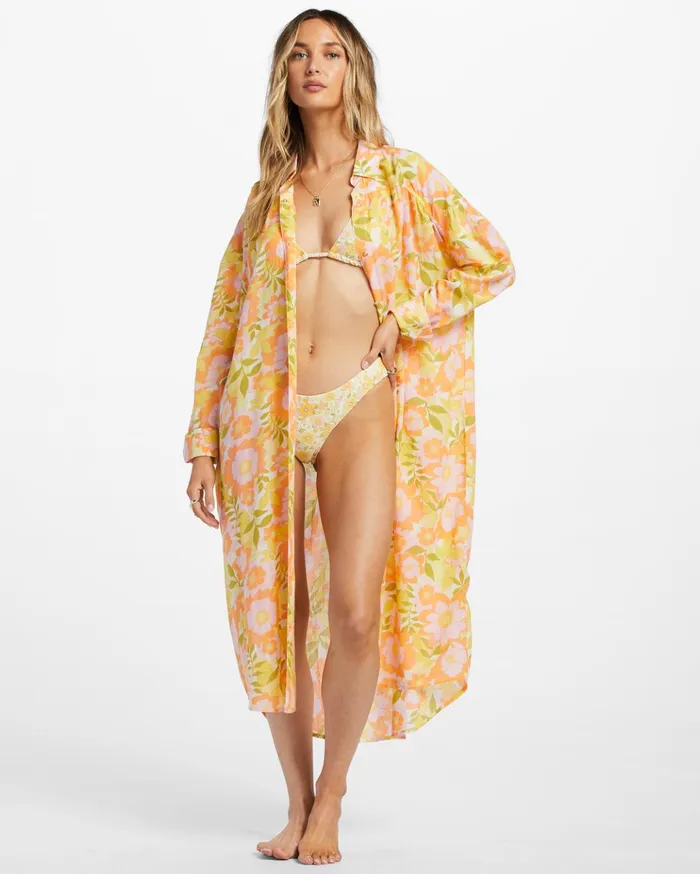 Billabong Daylight Dreamin Midi Shirt Swim CoverUp Orange Peel Women Beach Cover Ups Billabong Daylight Dreamin Midi Shirt Swim CoverUp Orange Peel Women Beach Cover Ups