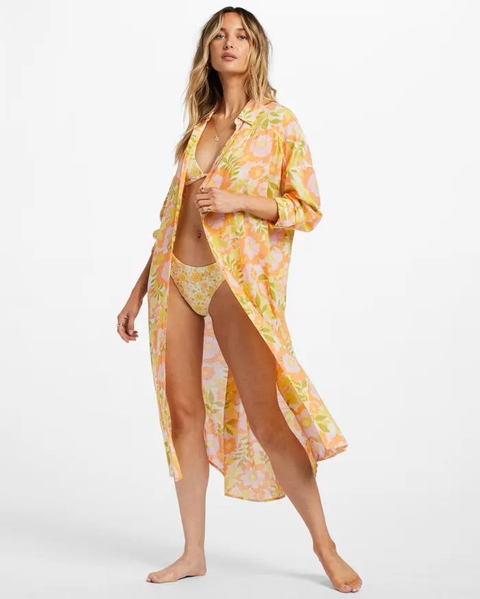 Billabong Daylight Dreamin Midi Shirt Swim CoverUp Orange Peel Women Beach Cover Ups Billabong Daylight Dreamin Midi Shirt Swim CoverUp Orange Peel Women Beach Cover Ups
