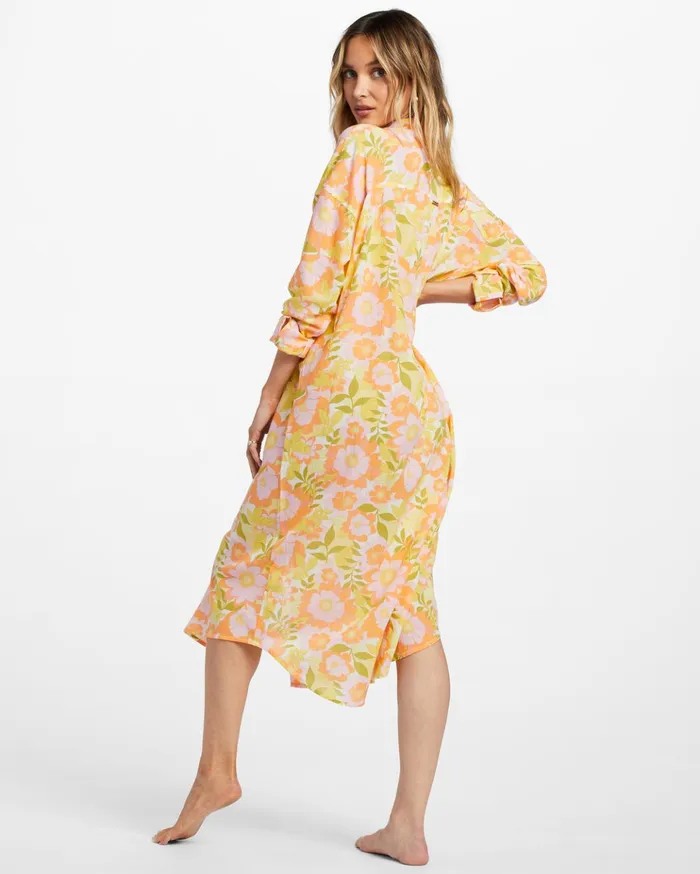 Billabong Daylight Dreamin Midi Shirt Swim CoverUp Orange Peel Women Beach Cover Ups Billabong Daylight Dreamin Midi Shirt Swim CoverUp Orange Peel Women Beach Cover Ups