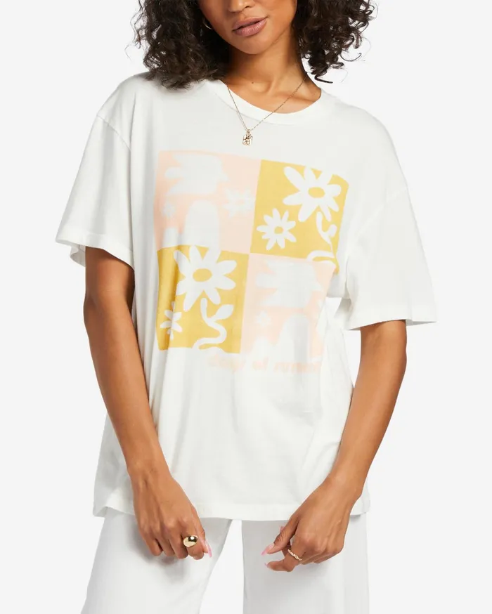 Billabong Days Of Summer Oversized TShirt Salt Crystal Women Graphic Tees and Tanks Billabong Days Of Summer Oversized TShirt Salt Crystal Women Graphic Tees and Tanks