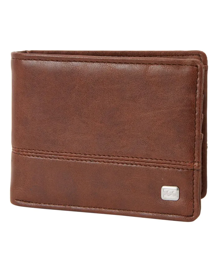 Billabong Dimension Faux Leather BiFold Wallet Java Grain Men Wallets