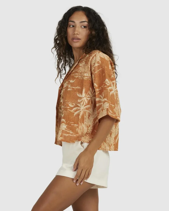 Billabong Dream Days Short Sleeve Shirt Mustard Women Tops Billabong Dream Days Short Sleeve Shirt Mustard Women Tops
