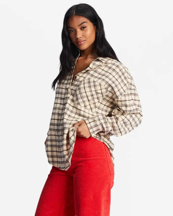 Billabong Easy Breezy Long Sleeve ButtonUp Shirt Antique White Women Tops Billabong Easy Breezy Long Sleeve ButtonUp Shirt Antique White Women Tops