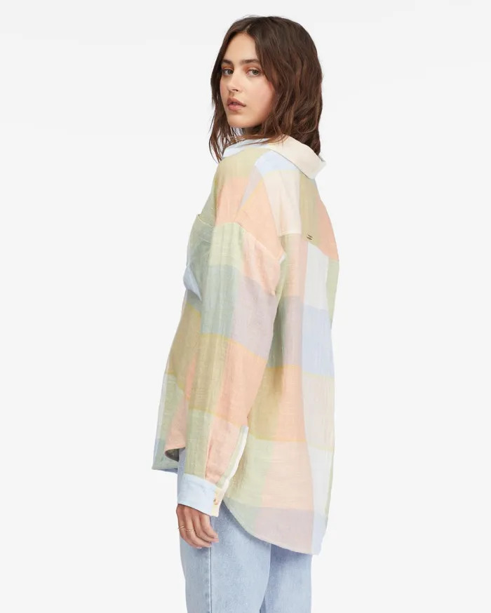 Billabong Easy Breezy Long Sleeve ButtonUp Shirt Multi Women Tops Billabong Easy Breezy Long Sleeve ButtonUp Shirt Multi Women Tops