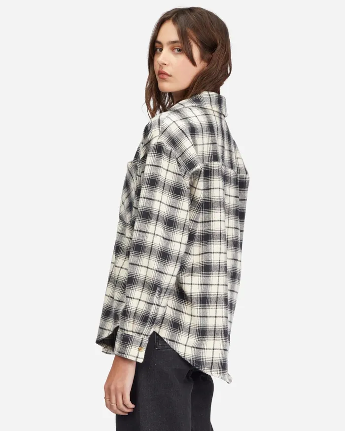 Billabong Easy Breezy Long Sleeve ButtonUp Shirt Off Black Women Tops Billabong Easy Breezy Long Sleeve ButtonUp Shirt Off Black Women Tops