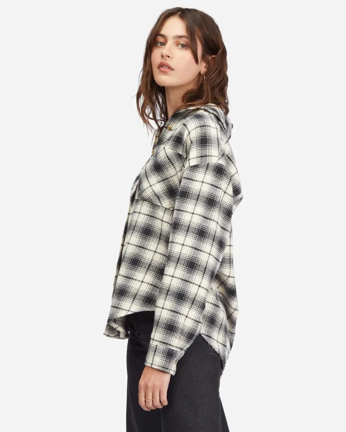 Billabong Easy Breezy Long Sleeve ButtonUp Shirt Off Black Women Tops Billabong Easy Breezy Long Sleeve ButtonUp Shirt Off Black Women Tops