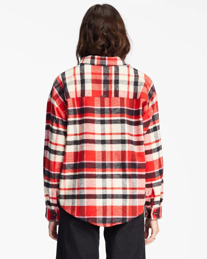 Billabong Easy Breezy Long Sleeve ButtonUp Shirt Red Magic Women Tops Billabong Easy Breezy Long Sleeve ButtonUp Shirt Red Magic Women Tops