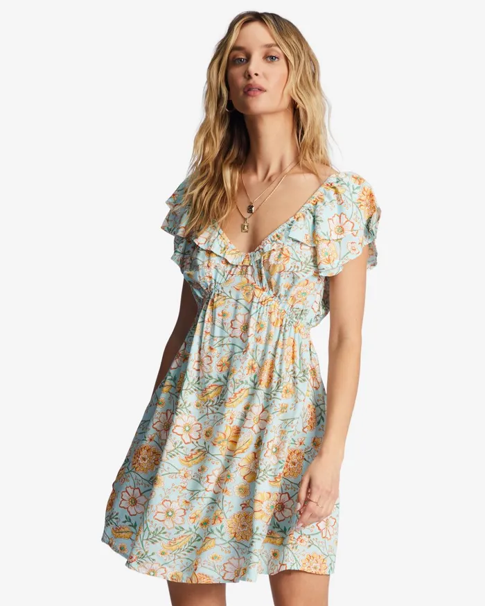 Billabong Enchant Me Mini Dress Pure Aqua Women Dresses