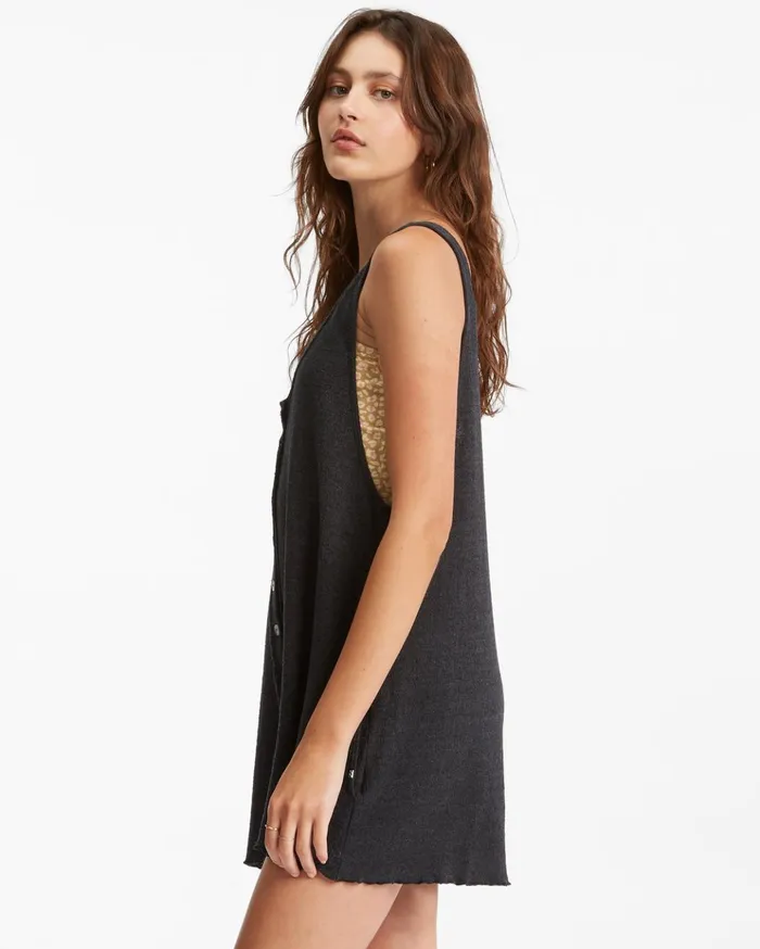 Billabong Fade Away ButtonUp Knit Romper Off Black Women Beach Cover Ups Billabong Fade Away ButtonUp Knit Romper Off Black Women Beach Cover Ups