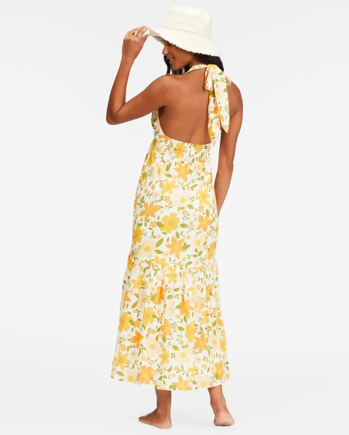 Billabong Feelin Retro Halter Maxi Dress Salt Crystal Women Dresses Billabong Feelin Retro Halter Maxi Dress Salt Crystal Women Dresses