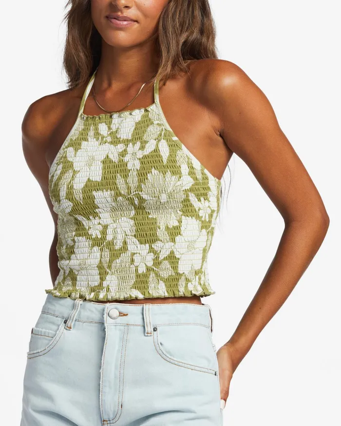 Billabong Feels Like Summer Tank Top Seaweed Women Tops Billabong Feels Like Summer Tank Top Seaweed Women Tops