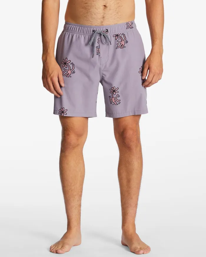 Billabong Flower Dance Layback 17quot Boardshorts Grey Violet Men Elastic Waist Boardshorts Billabong Flower Dance Layback 17quot Boardshorts Grey Violet Men Elastic Waist Boardshorts