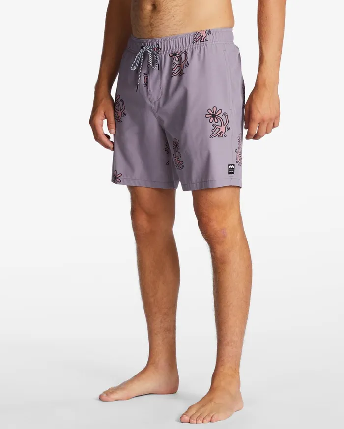 Billabong Flower Dance Layback 17quot Boardshorts Grey Violet Men Elastic Waist Boardshorts Billabong Flower Dance Layback 17quot Boardshorts Grey Violet Men Elastic Waist Boardshorts