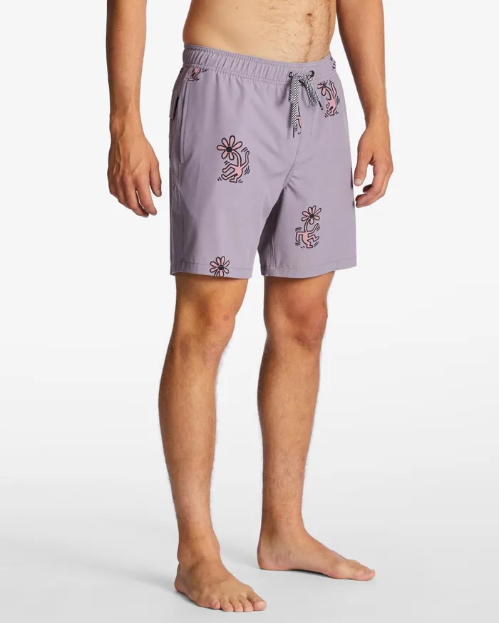 Billabong Flower Dance Layback 17quot Boardshorts Grey Violet Men Elastic Waist Boardshorts Billabong Flower Dance Layback 17quot Boardshorts Grey Violet Men Elastic Waist Boardshorts