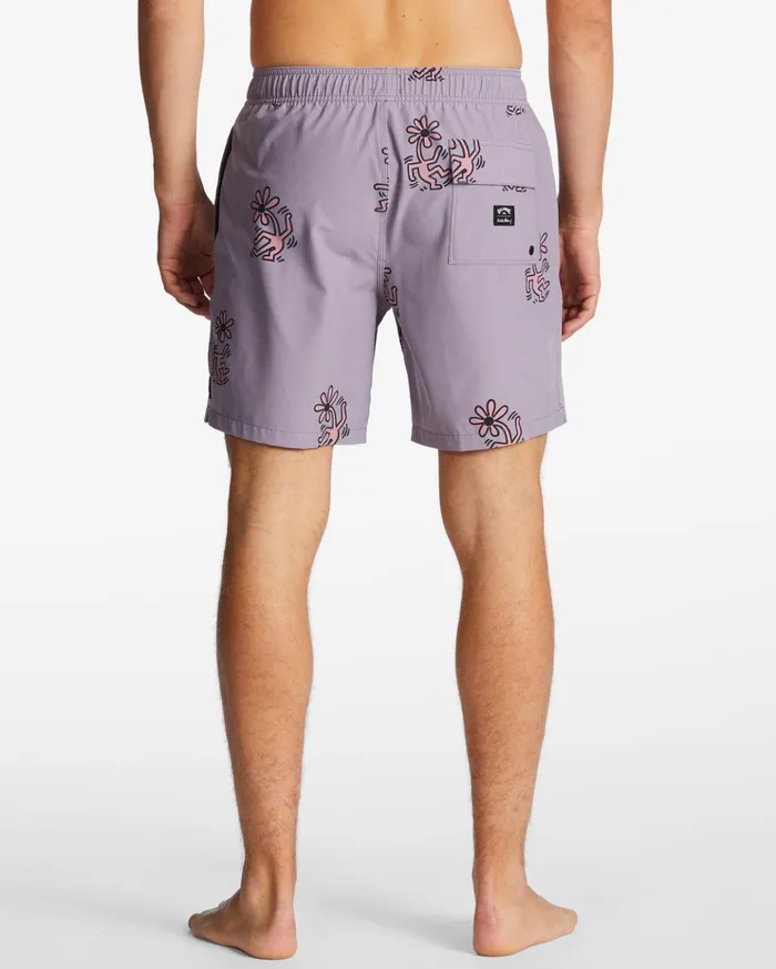Billabong Flower Dance Layback 17quot Boardshorts Grey Violet Men Elastic Waist Boardshorts Billabong Flower Dance Layback 17quot Boardshorts Grey Violet Men Elastic Waist Boardshorts