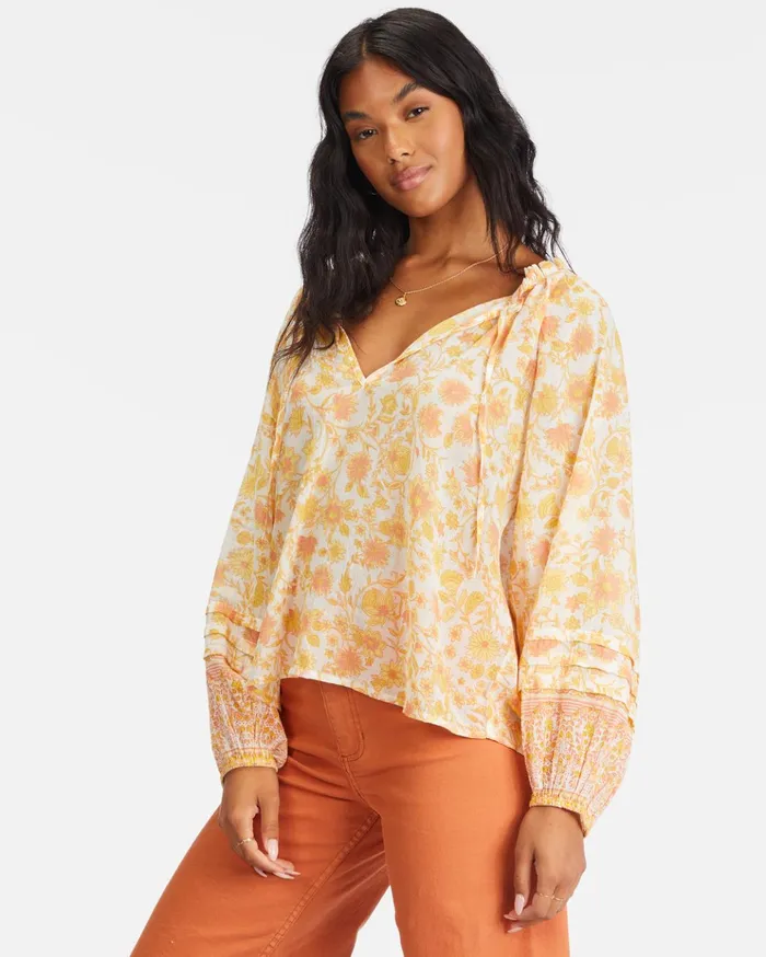 Billabong Free Heart Long Sleeve Blouse Salt Crystal 2 Women Tops Billabong Free Heart Long Sleeve Blouse Salt Crystal 2 Women Tops