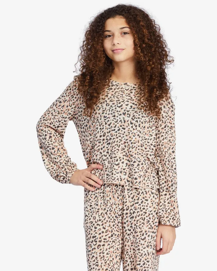 Billabong Girls039 Happy Henley Long Sleeve Top Animal Kids Girls039 Tops and Tees Billabong Girls039 Happy Henley Long Sleeve Top Animal Kids Girls039 Tops and Tees