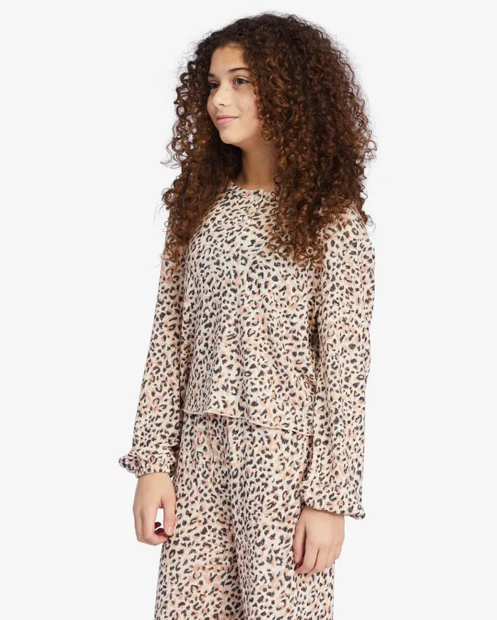 Billabong Girls039 Happy Henley Long Sleeve Top Animal Kids Girls039 Tops and Tees Billabong Girls039 Happy Henley Long Sleeve Top Animal Kids Girls039 Tops and Tees