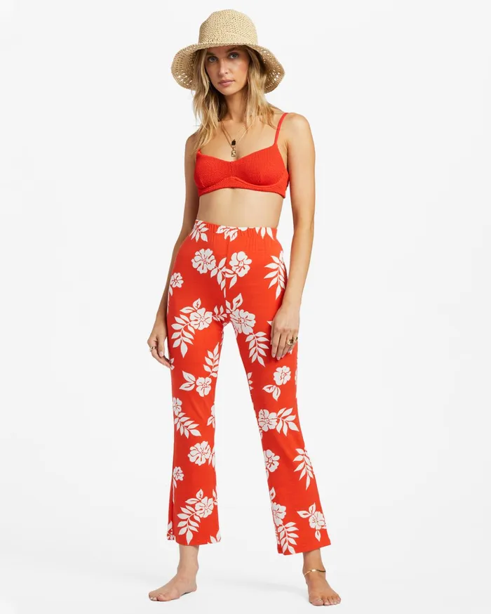 Billabong Going High Stretchy Knit Flared Pants Red Aloha Women Pants Billabong Going High Stretchy Knit Flared Pants Red Aloha Women Pants