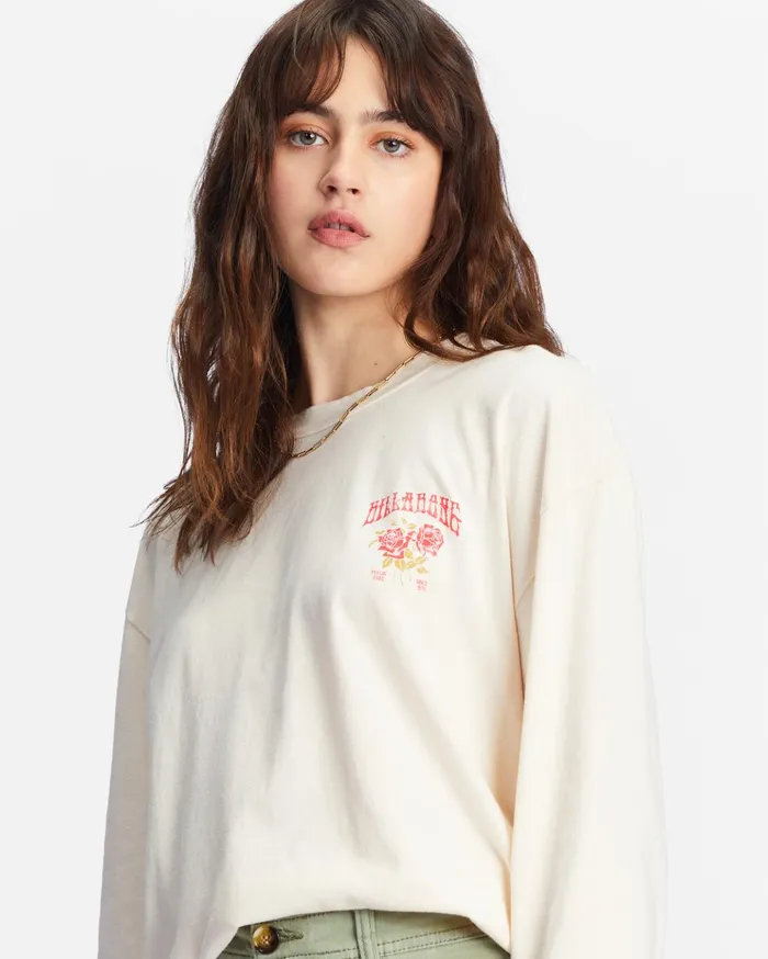 Billabong Handle With Care Long Sleeve Graphic Boyfriend TShirt Antique White Women Graphic Tees and Tanks Billabong Handle With Care Long Sleeve Graphic Boyfriend TShirt Antique White Women Graphic Tees and Tanks