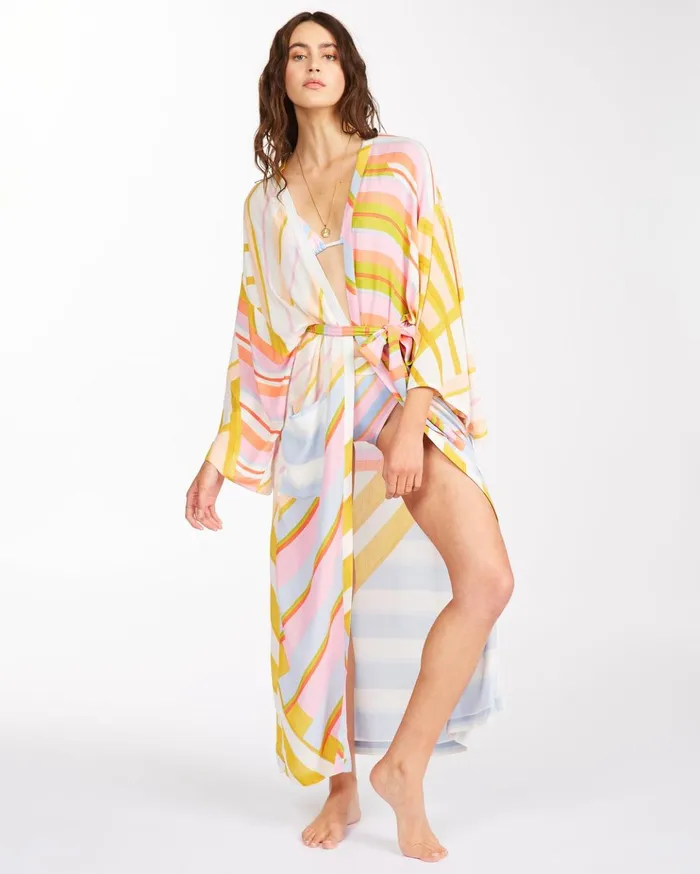 Billabong Head Over Heels Kimono Beach CoverUp WhiteMulti Women Dresses Billabong Head Over Heels Kimono Beach CoverUp WhiteMulti Women Dresses