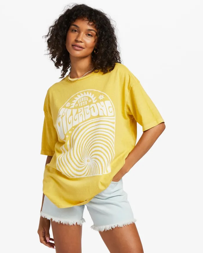 Billabong Hello Sunshine Oversized TShirt Honeybee Women Graphic Tees and Tanks Billabong Hello Sunshine Oversized TShirt Honeybee Women Graphic Tees and Tanks