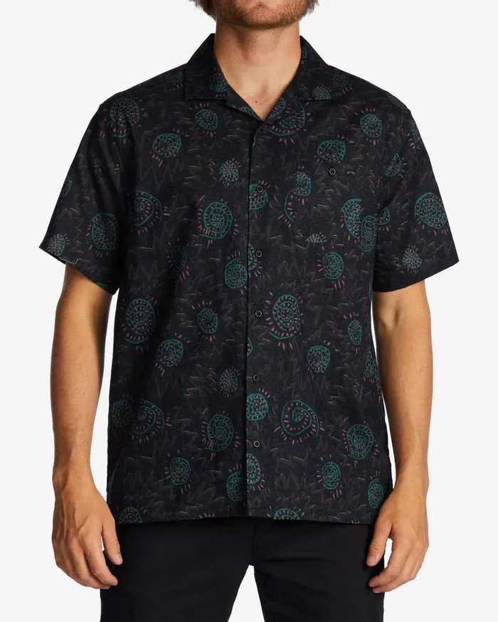 Billabong Hemp Vacay Short Sleeve Shirt Raven Men Shirts