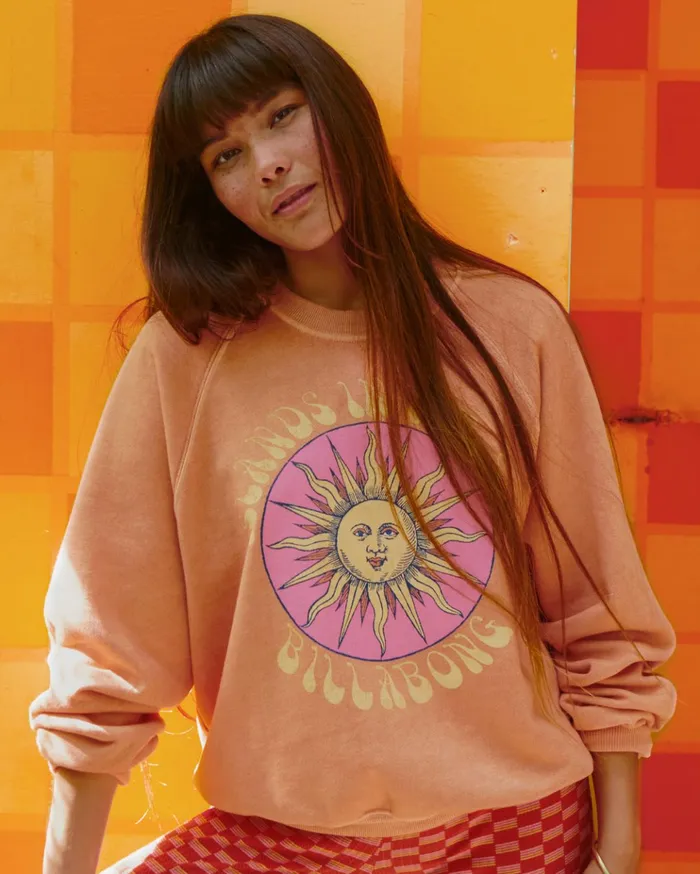 Billabong Here We Go Graphic Crewneck Sweatshirt Canyon Sunset Women Hoodies and Fleece Billabong Here We Go Graphic Crewneck Sweatshirt Canyon Sunset Women Hoodies and Fleece